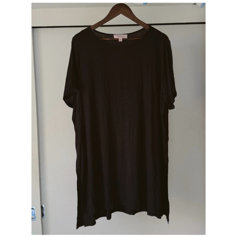 Philosophy Black Short Sleeve Tunic Tee Relaxed Fit